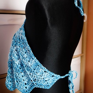 Jeans hatású horgolt nyári crop top  - ruha & divat - női ruha - top - Meska.hu