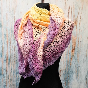 Sárga tavasz horgolt csipke kendő - ruha & divat - sál, sapka, kendő - kendő - Meska.hu