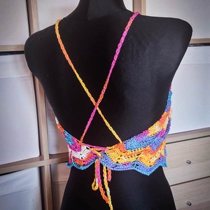 Trópusi hullám horgolt fesztivál crop top - ruha & divat - női ruha - top - Meska.hu