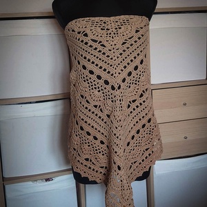 Barna horgolt csipke kendő - ruha & divat - sál, sapka, kendő - vállkendő - Meska.hu