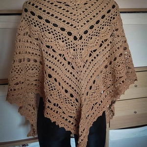 Barna horgolt csipke kendő, Ruha & Divat, Sál, Sapka, Kendő, Vállkendő, Horgolás, MESKA