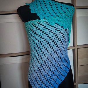 Jégvarázs horgolt aszimmetrikus pamut sálkendő - ruha & divat - sál, sapka, kendő - sál - Meska.hu