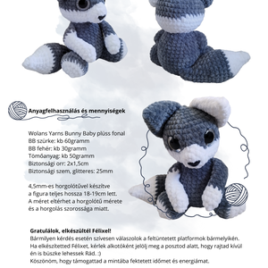(minta) Félix a baba farkas - amigurumi mintaleírás  - diy (csináld magad) - szabásminta, útmutató - Meska.hu