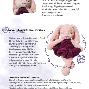 (minta) Panna a balerina nyuszi - amigurumi mintaleírás  - diy (csináld magad) - szabásminta, útmutató - Meska.hu