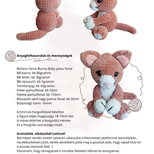 (minta) Lotti a kiscica - amigurumi mintaleírás  - diy (csináld magad) - szabásminta, útmutató - Meska.hu