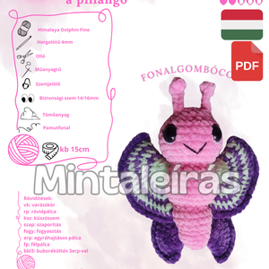 (minta) Lilla pillangó - amigurumi mintaleírás  - diy (csináld magad) - szabásminta, útmutató - Meska.hu