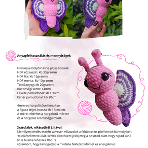(minta) Lilla pillangó - amigurumi mintaleírás  - diy (csináld magad) - szabásminta, útmutató - Meska.hu