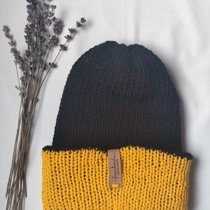 Ki-be fordítható férfi sapka/sárga -fekete  - ruha & divat - sál, sapka, kendő - sapka - Meska.hu