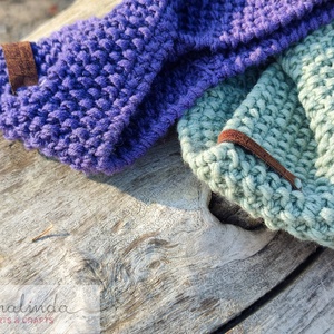 Királylila kötött fejp�nt  - ruha & divat - sál, sapka, kendő - fejpánt - Meska.hu