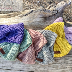 Királylila kötött fejp�nt  - ruha & divat - sál, sapka, kendő - fejpánt - Meska.hu