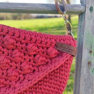 Bogyós -rojtos boho -chic táska - terrakotta  - táska & tok - bevásárlás & shopper táska - zöldség/gyümölcs zsák - Meska.hu