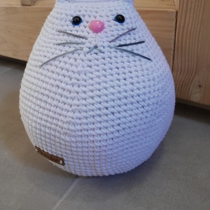 Fehér cica ajtókitámasztó - Meska.hu