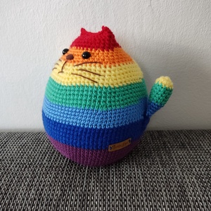 Szivárvány színű ajtókitámasztó cica - Meska.hu