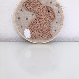 Vil�gosbarna nyuszis fonalk�p - ünnepi díszek, dekorációk - húsvéti díszek és dekorációk - húsvéti ajtódísz, kopogtató - Meska.hu