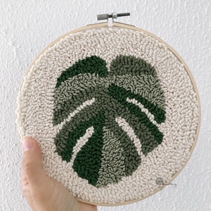 Teli Monstera levél fonalkép, Születésnapra,Házavatóra - Meska.hu