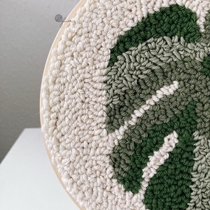 Teli Monstera levél fonalkép, Születésnapra,Házavatóra - otthon & életmód - dekoráció - fali és függő dekoráció - falra akasztható dekor - Meska.hu