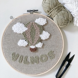 Személyre szabott  hőlégballonos fonalkép - baba - mama - babaszoba dekoráció - babaszoba kép - Meska.hu