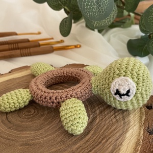 Horgolt teknős rágóka, Baba - mama, Baba játékok, Rágóka, Horgolás, Varrás, MESKA