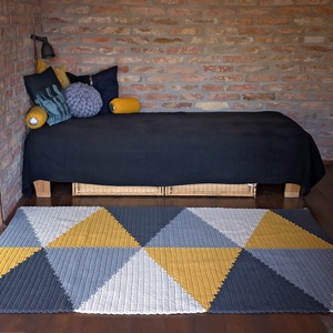 Triangle szőnyeg  - szürke, mustár, bézs - otthon & lakás - lakástextil - szőnyeg - horgolt szőnyeg - Meska.hu