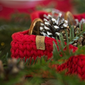 Karácsonyi kosár - piros - otthon & életmód - tárolás & rendszerezés - tárolókosár - Meska.hu