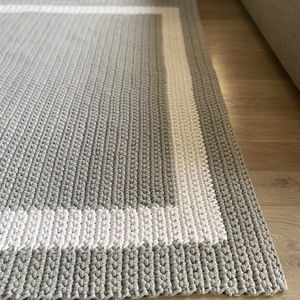 Horgolt szőnyeg Minimal - szürke-fehér - otthon & életmód - lakástextil - szőnyeg - horgolt szőnyeg - Meska.hu