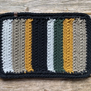 Horgolt tányéralátét szett 2db - színes, csíkos - otthon & életmód - konyhafelszerelés, tálalás - tálalás - tányér- és poháralátét - Meska.hu