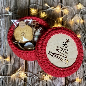 Karácsonyi tároló - piros, Karácsony, Karácsonyi ajándékozás, Karácsonyi ajándékcsomagolás, Horgolás, MESKA