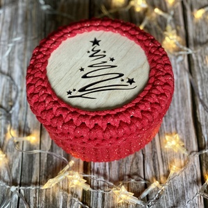 Karácsonyi tároló - piros - karácsony - karácsonyi ajándékozás - karácsonyi ajándékcsomagolás - Meska.hu