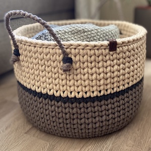 Nagyméretű horgolt tároló, kosár - karamell-mokka duo - otthon & életmód - tárolás & rendszerezés - tárolókosár - Meska.hu Nagyméretű horgolt tároló, kosár - karamell-mokka duo - otthon & életmód - tárolás & rendszerezés - tárolókosár - Meska.hu