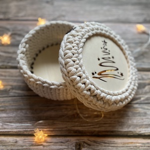 Karácsonyi tároló - ekrü - karácsony - karácsonyi ajándékozás - karácsonyi ajándékcsomagolás - Meska.hu