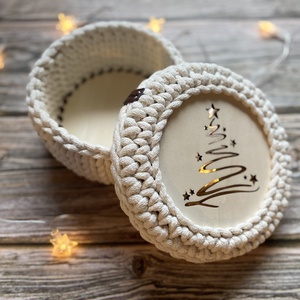 Karácsonyi tároló - ekrü - karácsony - karácsonyi ajándékozás - karácsonyi ajándékcsomagolás - Meska.hu