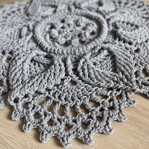 Horgolt szőnyeg Flower d90 - sötétszürke - Meska.hu