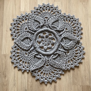 Horgolt szőnyeg Flower d90 - sötétszürke - otthon & életmód - lakástextil - szőnyeg - horgolt szőnyeg - Meska.hu