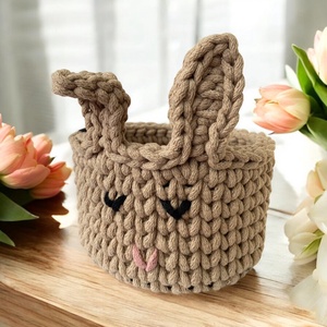 Horgolt nyuszi tároló d15 - barna, Otthon & Életmód, Tárolás & Rendszerezés, Tárolókosár, Horgolás, MESKA