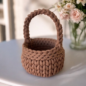 Horgolt húsvéti kiskosár d12 - barna, Otthon & Életmód, Tárolás & Rendszerezés, Tárolókosár, Horgolás, MESKA