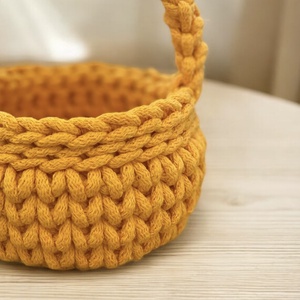 Horgolt húsvéti kiskosár d12 - napsárga - otthon & életmód - tárolás & rendszerezés - tárolókosár - Meska.hu