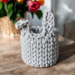 Horgolt, kisnyuszi tároló d10 - szürke, Otthon & Életmód, Tárolás & Rendszerezés, Tárolókosár, Horgolás, MESKA