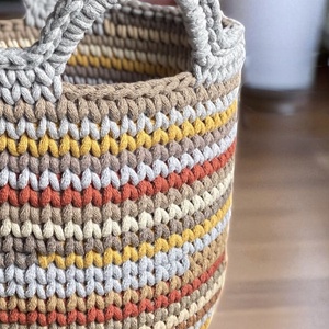 Nagyméretű horgolt tároló, kosár - őszi színek - otthon & életmód - tárolás & rendszerezés - tárolókosár - Meska.hu