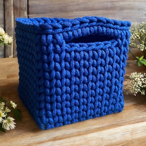 Horgolt kiskosár, tároló - királykék - Meska.hu