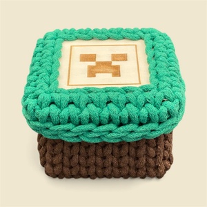 Minecraft stílusú, horgolt doboz, Otthon & Életmód, Babaszoba, gyerekszoba, Játéktároló, Horgolás, MESKA