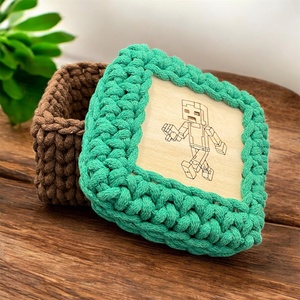 Minecraft stílusú, horgolt doboz, Otthon & Életmód, Babaszoba, gyerekszoba, Játéktároló, Horgolás, MESKA