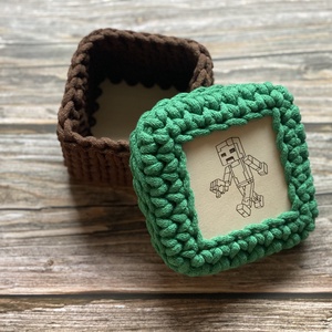 Horgolt doboz - Minecraft - baba - mama - babaszobabútor - játéktároló - Meska.hu