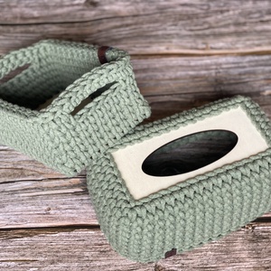 Horgolt tároló szett (2 darabos) - zsálya, Otthon & Életmód, Tárolás & Rendszerezés, Tárolókosár, Horgolás, MESKA