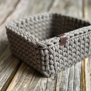 Horgolt kiskosár, tároló - mokka, Otthon & Életmód, Tárolás & Rendszerezés, Tárolókosár, Horgolás, MESKA