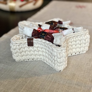 Karácsonyi, horgolt kosár - fehér, Otthon & Életmód, Tárolás & Rendszerezés, Tárolókosár, Horgolás, MESKA