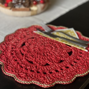 Horgolt tányéralátét - karácsonyi, Otthon & Életmód, Konyhafelszerelés, tálalás, Tálalás, Tányér- és poháralátét, Horgolás, MESKA
