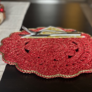 Horgolt tányéralátét - karácsonyi - otthon & életmód - konyhafelszerelés, tálalás - tálalás - tányér- és poháralátét - Meska.hu