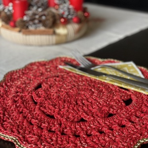 Horgolt tányéralátét - karácsonyi - otthon & életmód - konyhafelszerelés, tálalás - tálalás - tányér- és poháralátét - Meska.hu