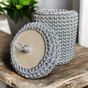 Horgolt doboz d15 - ezüst - otthon & életmód - tárolás & rendszerezés - tárolókosár - Meska.hu