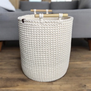 XXL kosár bambuszfüllel - ekrü - otthon & életmód - tárolás & rendszerezés - tárolókosár - Meska.hu